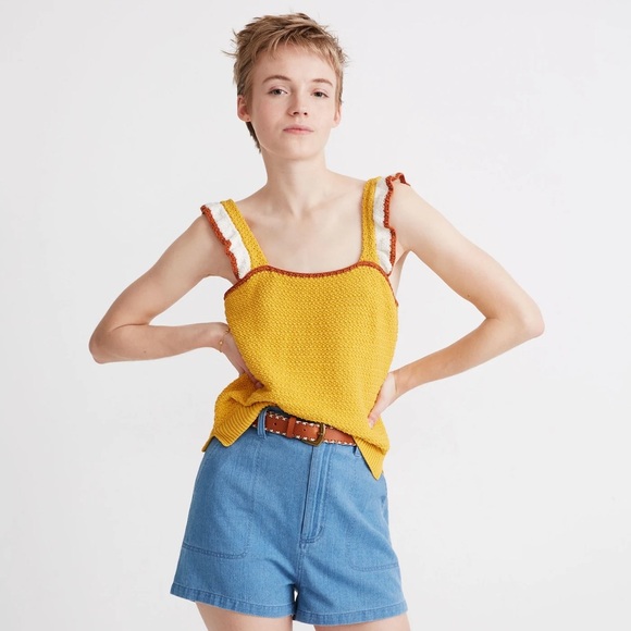 Madewell Colorblock Crocheted Ruffle-Strap Sweater Tank. Medium. - Picture 1 of 9